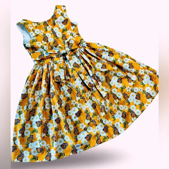 Miss Smarty Pants New Hand Crafted Butterfly Floral Dress Girls Size 12 - Picture 2 of 3